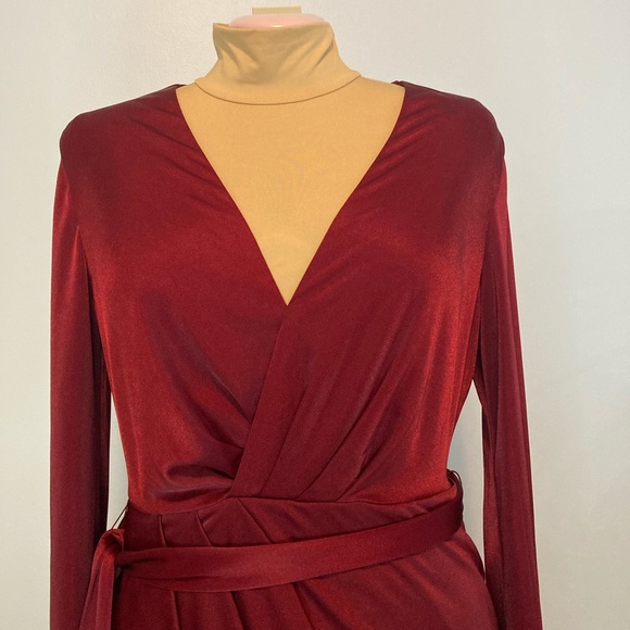 Altuzarra for Target burgundy satin tulip-skirt dress - Picture 6 of 8